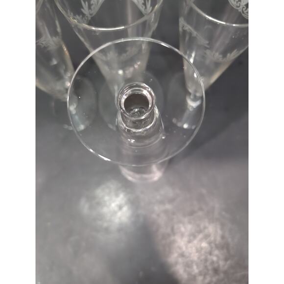 Chintz Etched Pilsner Glasses Set of 4, 10 oz Footed Glasses, Glassware, Flaw - Picture 8 of 11